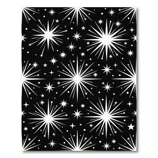 Black White Bursting Starry Night Rug