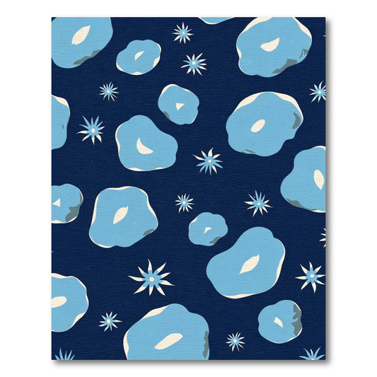 Light Blue Organic Starburst Navy Rug