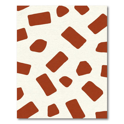 Terracotta Blob and Rectangle Abstract Ivory Rug