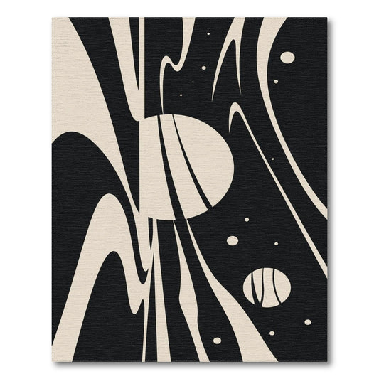 Black White Abstract Flow Area Rug
