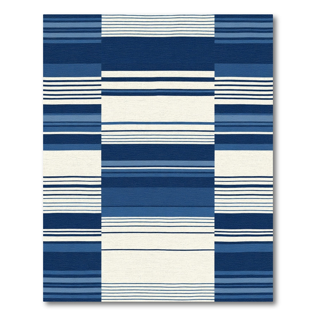 Classic Blue Stripe Block Rug