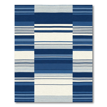 Classic Blue Stripe Block Rug