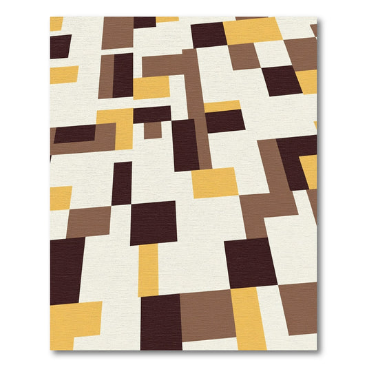 Modern Terra Cotta Geometric Block Rug