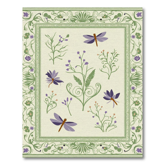 Purple Dragonfly Garden Border Rug