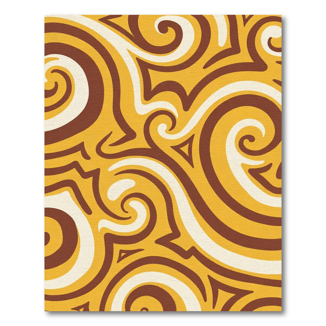 Retro Swirls Mustard Brown Cream Rug
