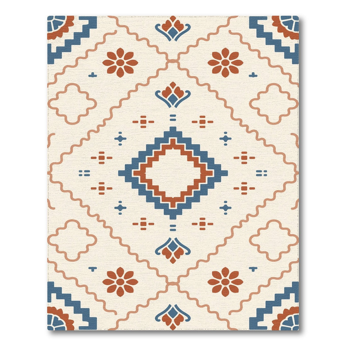 Southwestern Blue Geometric Medallion Rug
