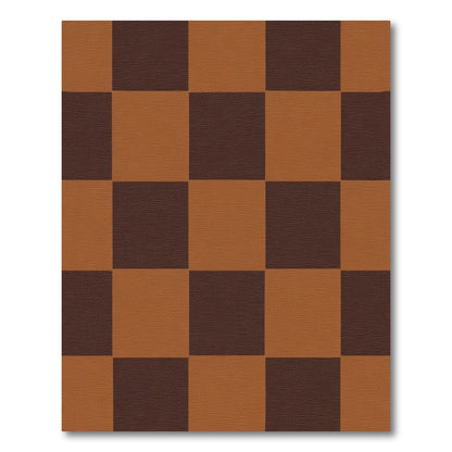 Earthy Bronze Checkerboard Squares Rug