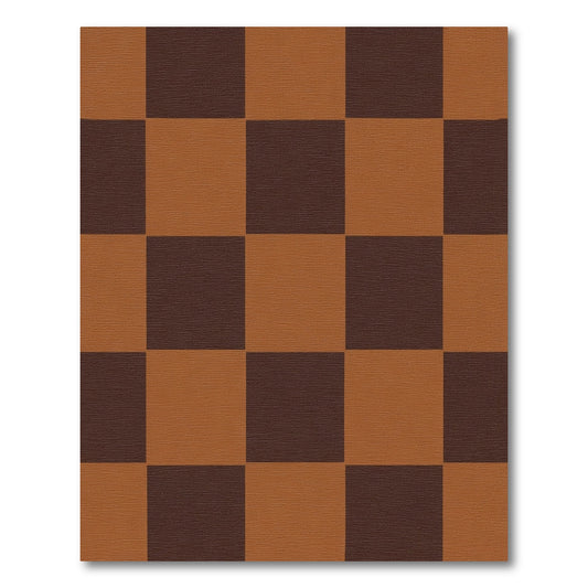 Earthy Bronze Checkerboard Squares Rug