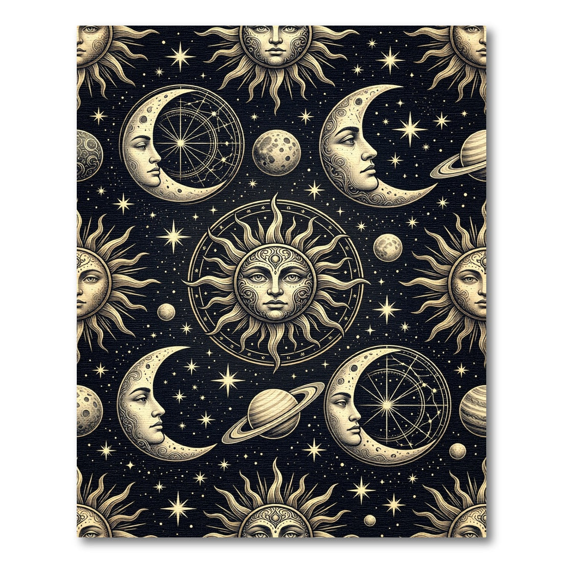 Celestial Sun Moon Starry Night Rug