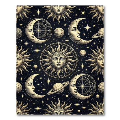 Celestial Sun Moon Starry Night Rug