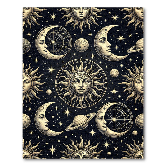 Celestial Sun Moon Starry Night Rug