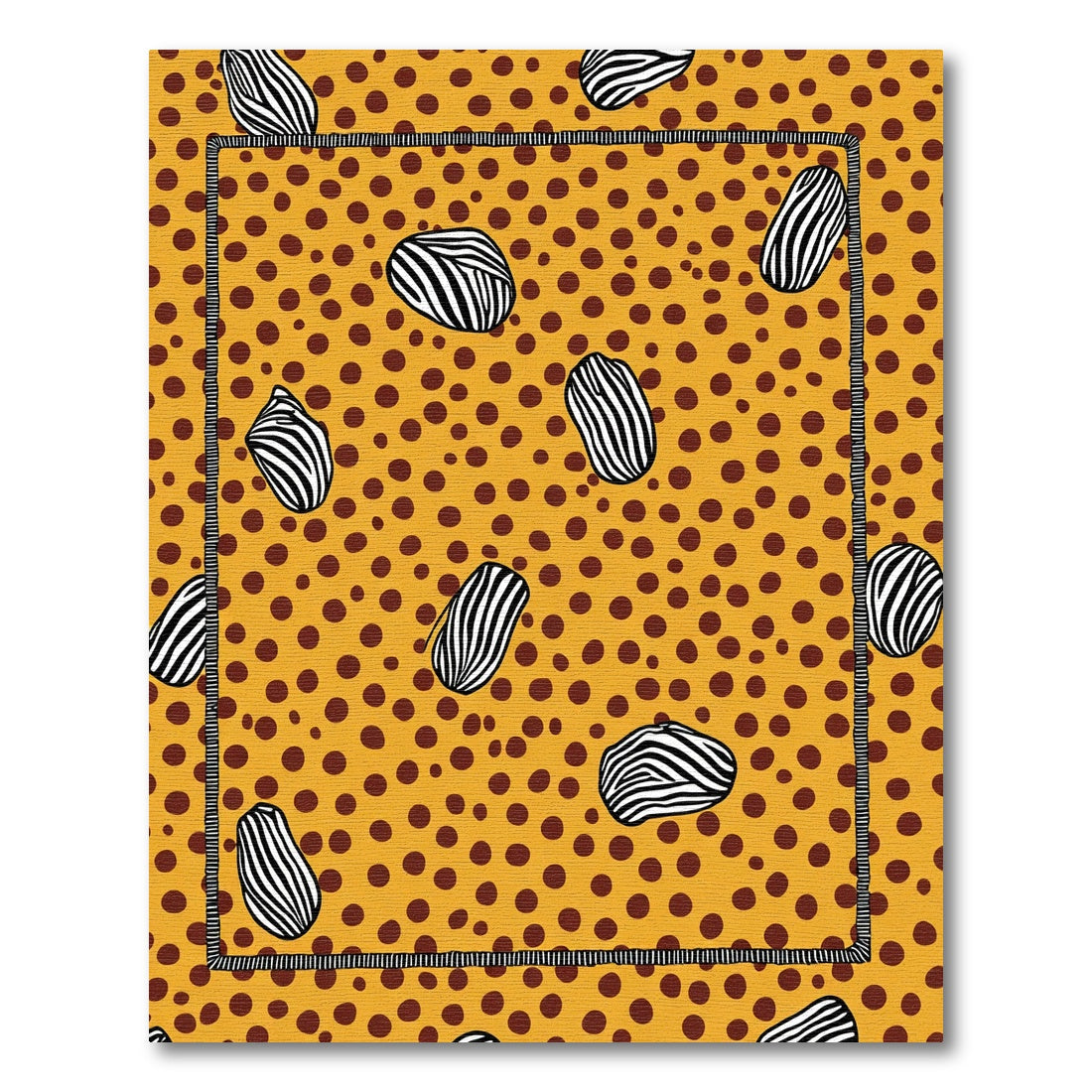 Yellow Brown Dot Zebra Organic Shape Rug