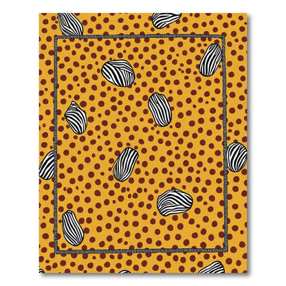 Yellow Brown Dot Zebra Organic Shape Rug