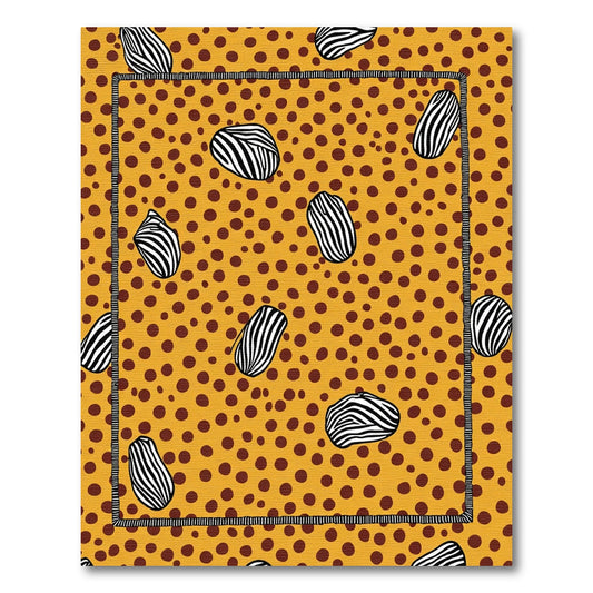 Yellow Brown Dot Zebra Organic Shape Rug