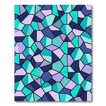 Fragmented Blue Purple Teal Mosaic Rug
