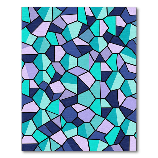 Fragmented Blue Purple Teal Mosaic Rug