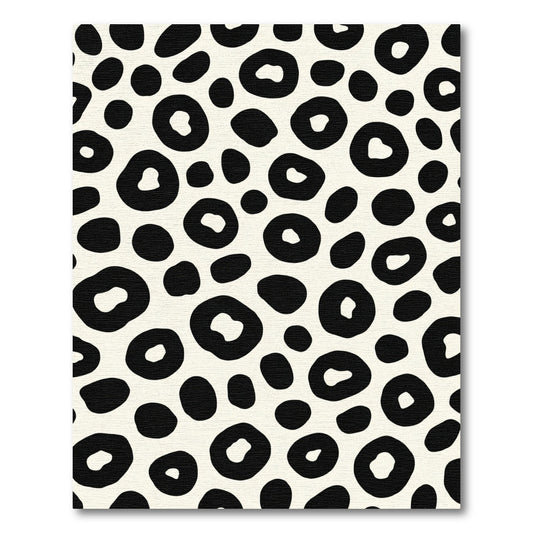 Black Cream Spotted Leopard Spots Rug