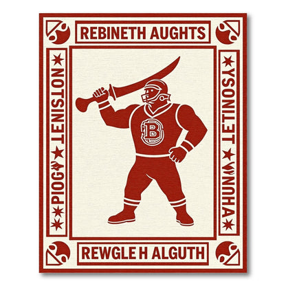 Crimson Warrior Emblem Geometric Border Rug