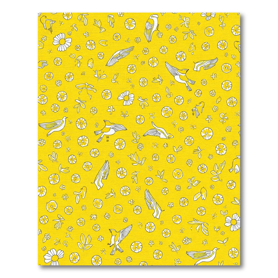 Golden Yellow Flying Birds Blossom Rug