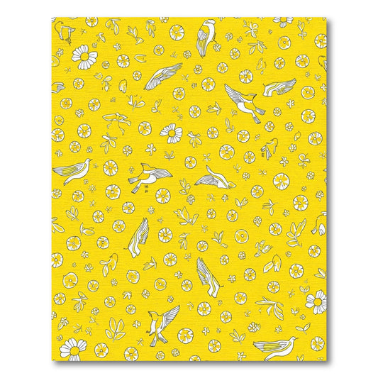 Golden Yellow Flying Birds Blossom Rug