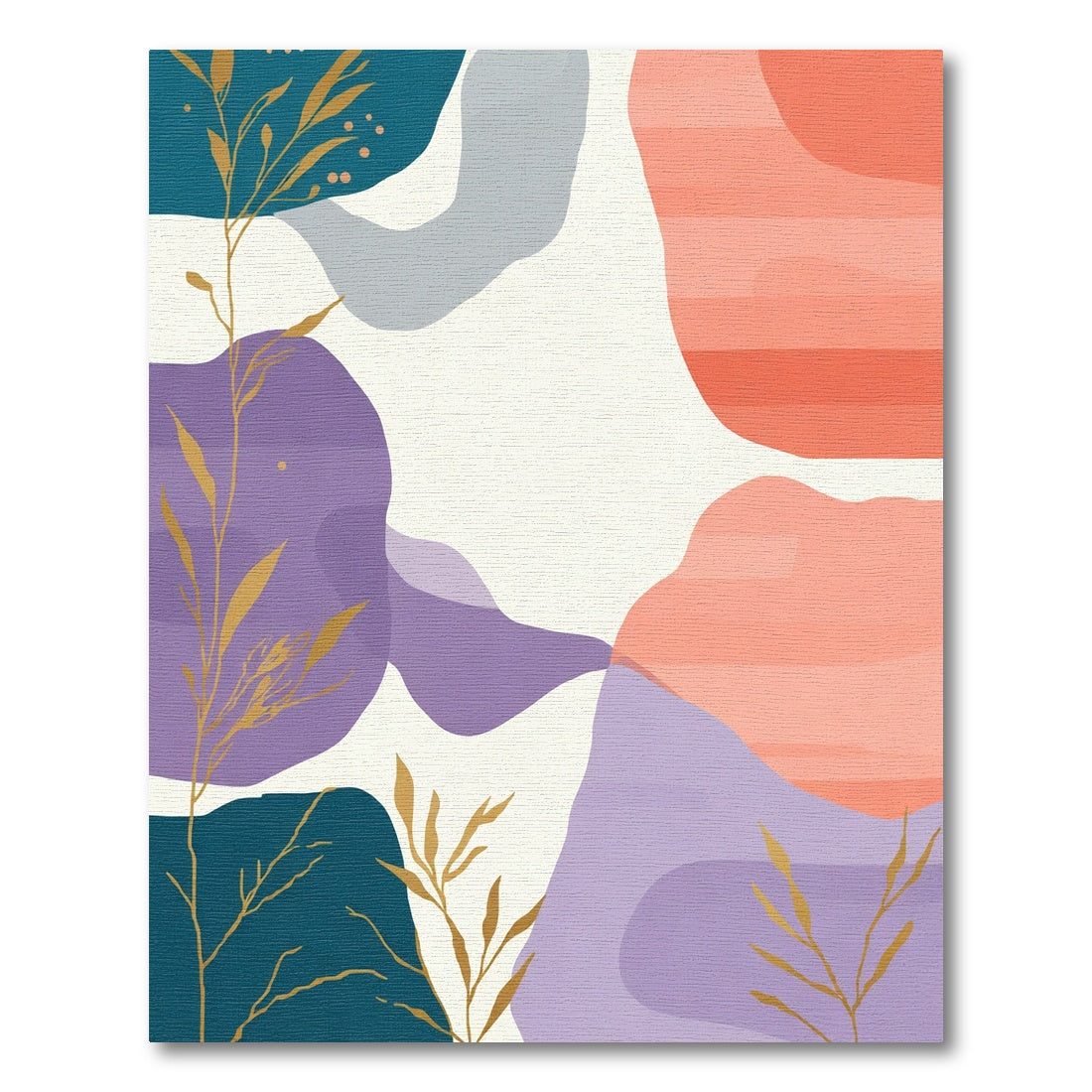 Abstract Botanical Harmony Gold and Coral Rug