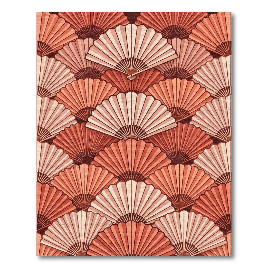 Coral Pink Layered Fan Arrangement Rug