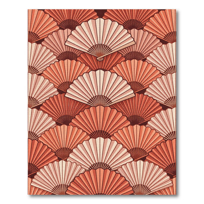 Coral Pink Layered Fan Arrangement Rug