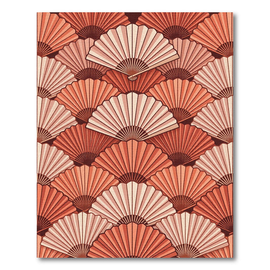 Coral Pink Layered Fan Arrangement Rug