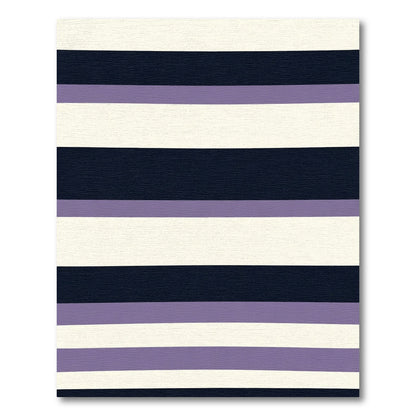 Navy Lilac Cream Horizontal Stripe Rug