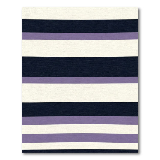 Navy Lilac Cream Horizontal Stripe Rug