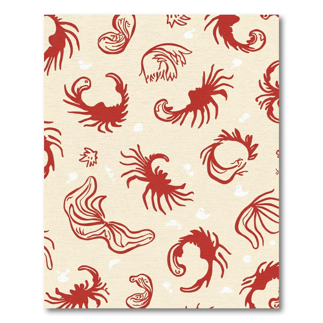 Crimson Winged Creatures Cream Rug