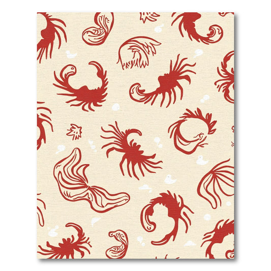 Crimson Winged Creatures Cream Rug