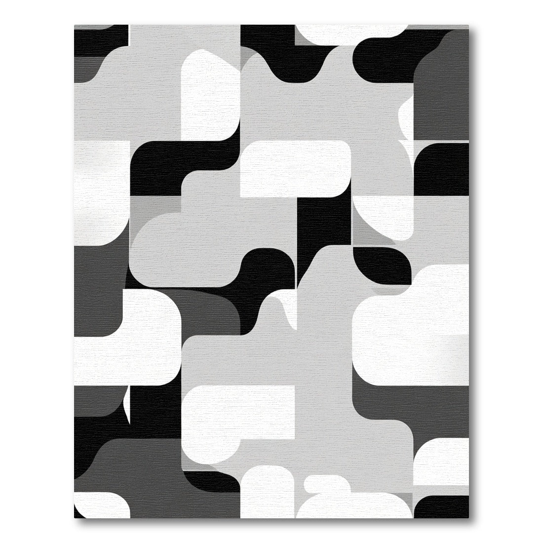 Modern Monochrome Abstract Shapes Rug