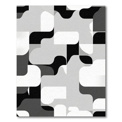 Modern Monochrome Abstract Shapes Rug