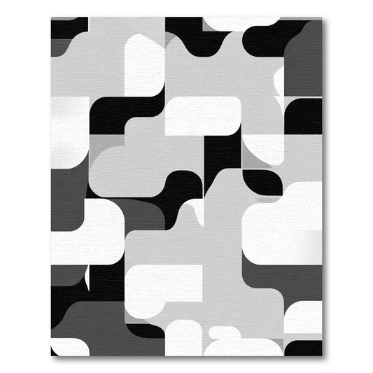 Modern Monochrome Abstract Shapes Rug