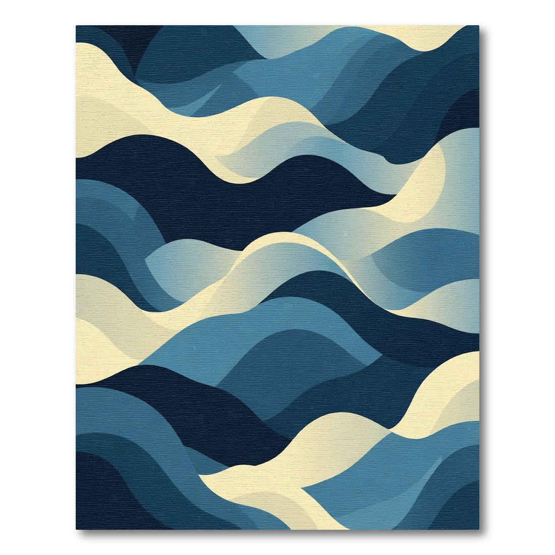 Deep Blue Gradient Wavy Landscape Rug