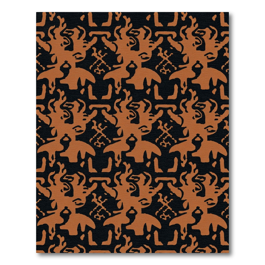 Terracotta Figures Black Repeating Rug