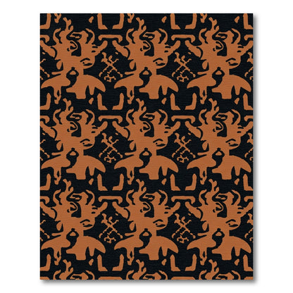 Terracotta Figures Black Repeating Rug