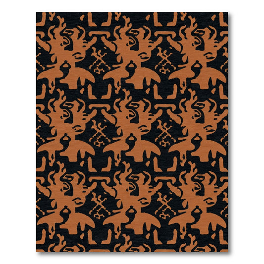 Terracotta Figures Black Repeating Rug