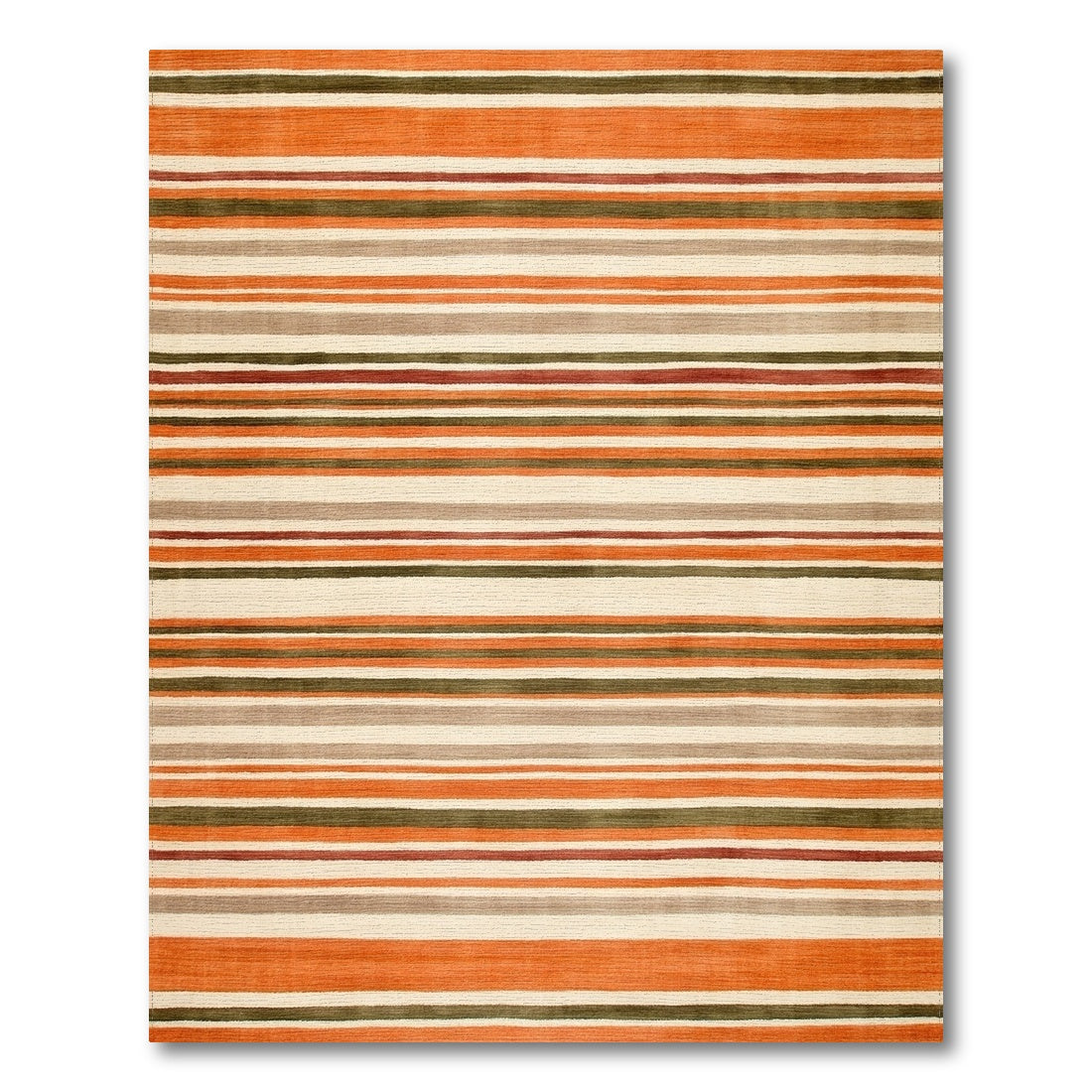 Striped Orange Striped Geometric Area Rug