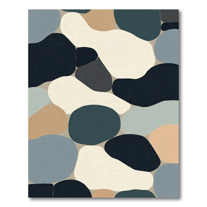 Abstract Organic Terracotta Blue Shapes Rug