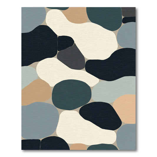 Abstract Organic Terracotta Blue Shapes Rug