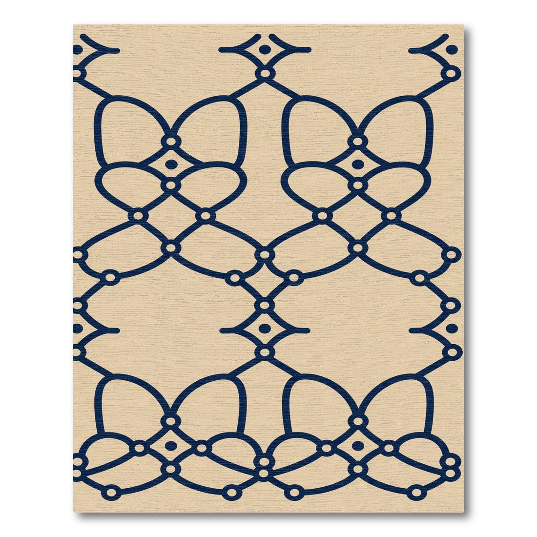 Navy Geometric Lattice Beige Area Rug