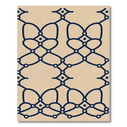 Navy Geometric Lattice Beige Area Rug