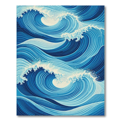 Navy White Crashing Waves Rug
