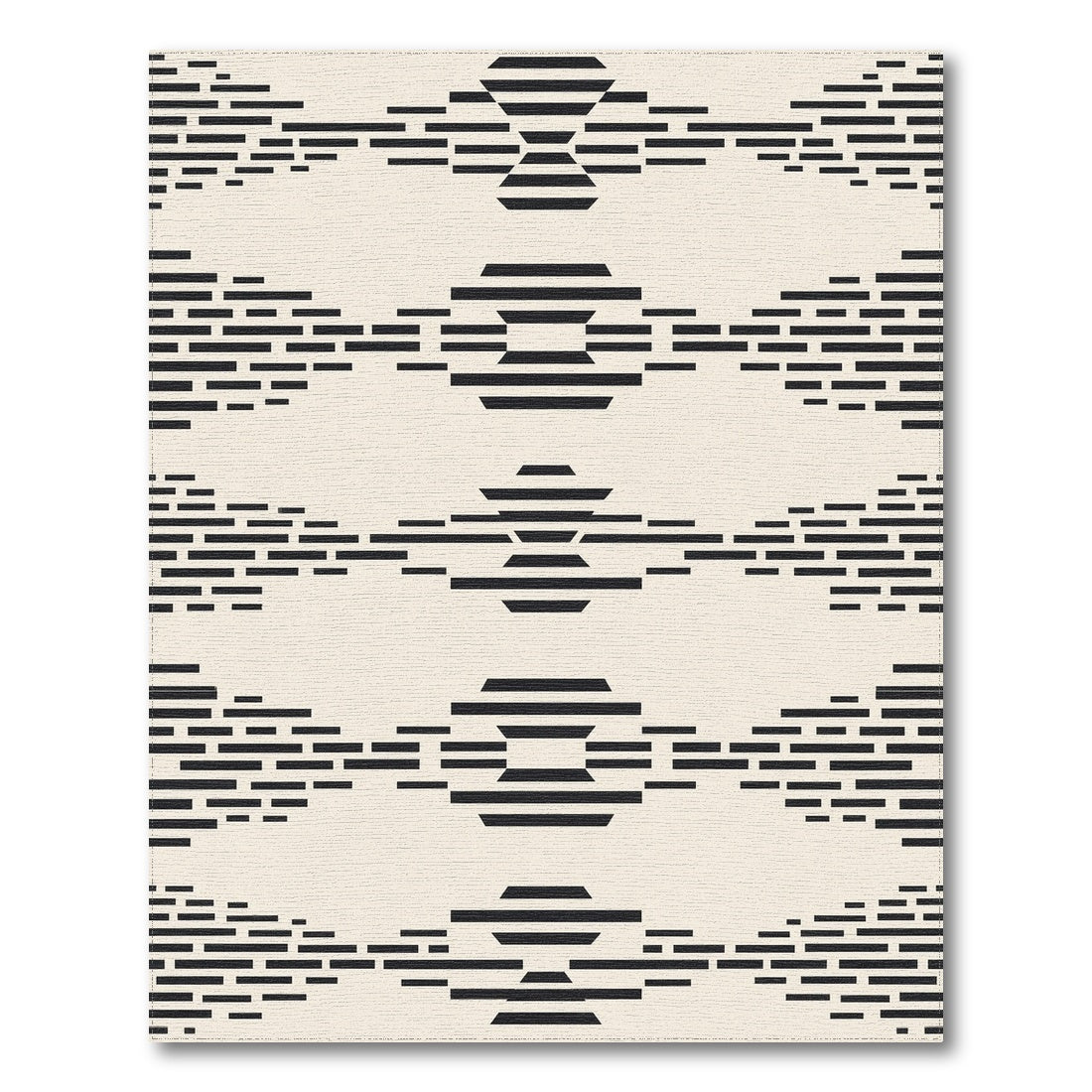 Black Geometric Washable Area Rug