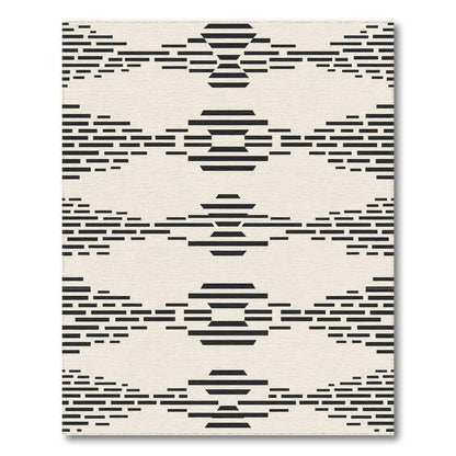 Black Geometric Washable Area Rug