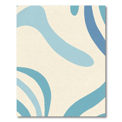 Aqua Blue Flowing Abstract Waves Rug