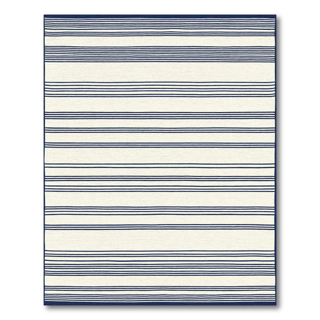Navy Cream Horizontal Stripe Rug