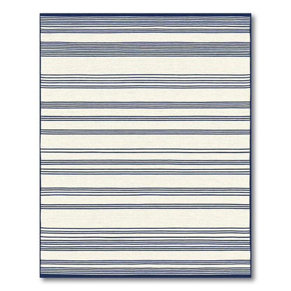 Navy Cream Horizontal Stripe Rug